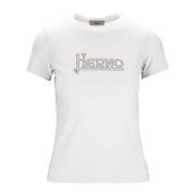 Slip-On T-shirt med Rhinestone Logo