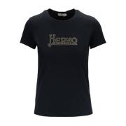 Stilfuld dame T-shirt med strass brand logo