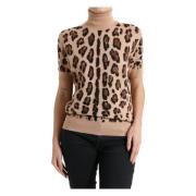 Leopard Uld Turtleneck Sweater