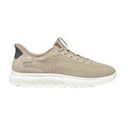 Beige Casual Tekstil Sneakers med 3cm Gummisål