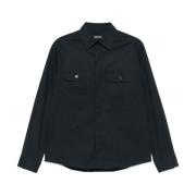 Navy Blue Button-Up Skjorte