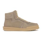 Mænds taupe sneakers lavet af nubuck læder