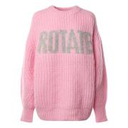 Pink Strikket Logo Oversize Sweater