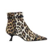 Leopard Satin Kitten Heel Støvler