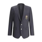 Uld Blazer Jakke med Spidse Revers