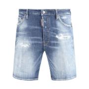 Slidte denim shorts med slidt effekt