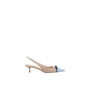 Slingback Pumps med VLogo Detalje og Bue