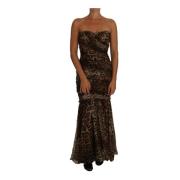 Leopard Print Silke Chiffon Maxi Kjole