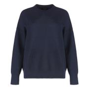 Ribstrikket crewneck sweater i uld-bomuld blanding