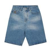 Blå Indigo Shorts med Broderet Logo