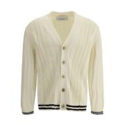 V-Neck Cable Strik Cardigan med Knaplukning