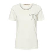 Elegant Broderet T-shirt Off White