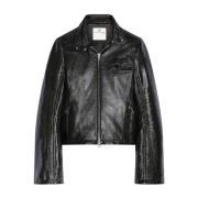 Sort Glossy Iconic Biker Jakke