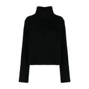 Sort Uld-Blød Roll-Neck Sweater