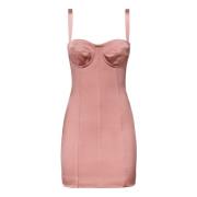 Pink Satin Bustier Kjole