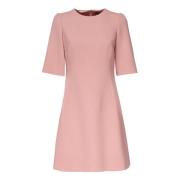 Pink Uldcrepe Midi Kjole