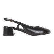 Sorte Læder Slingback Pumps