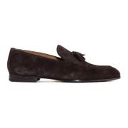 Brune Ruskind Loafers med Tassel Detalje