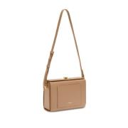 Beige Twist-Lock Skuldertaske