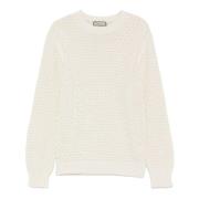 Mandel Bomuldssweater Ribbet Crewneck