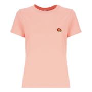 Pink Blomst Broderet T-shirt