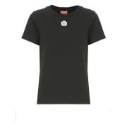 Sort Blomst Patch T-shirt