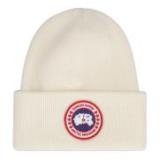 Arktisk Strikket Beanie med Logo Patch