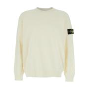 Hvid Crewneck Logo Patch Bomuld Sweater