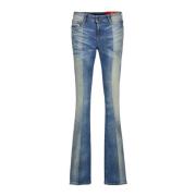 Flared Jeans Bicolor Design Kvinde