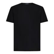 Sort Crew-Neck T-shirt med Sølvlogo