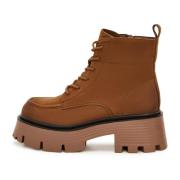 Casual Platform Ankle Boots - Brown