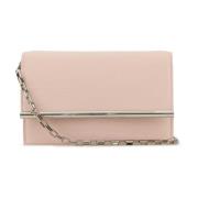 Pink Læder Cross-Bar Clutch Håndtaske