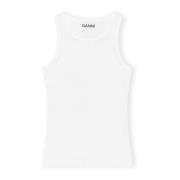 Hvid Rib Tank Top Bomuld