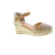 Beige Ruskind Espadriller med Ankelrem