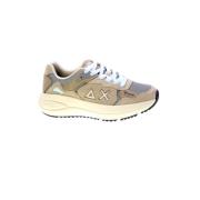 Grå Mesh Sneakers med Beige Ruskind Indsætninger