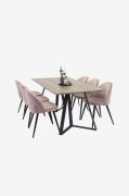 Venture Home - Maggie Spisebord og 6 Velvet stole - Rosa - Spisegruppe...