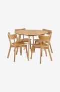 NORDFORM - Roxby spisebordssæt Ø 105 cm - Natur - Spisegrupper - - Hom...