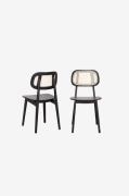 Wood Furniture - Spisebordsstol sæt med to Lula Black Cane - Sort - St...