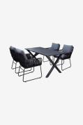 LifestyleGarden - Bord 150 cm & 4 stk. mikado-stole - Sort - Spisegrup...