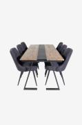 Venture Home - Spisegruppe Jakarta med 6 spisebordsstole Velvet Deluxe...