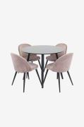 Venture Home - Spisebordssæt Plaza med stole fløjl - Rosa - Spisegrupp...