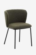Kave Home - Ciselia-stol i chenille og stål, Fsc Mix Credit, 2-p - Grø...