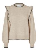 SELECTED FEMME Pullover 'SLFAlva'  beige / sort