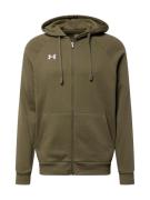 UNDER ARMOUR Sportssweatjakke 'Rival'  khaki / hvid