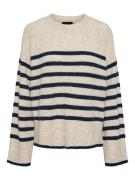 PIECES Pullover 'PCLine'  beige / natblå