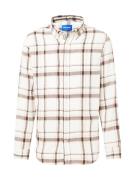 JACK & JONES Skjorte 'COZY'  beige / choko / hvid