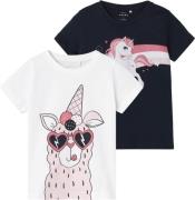 NAME IT Bluser & t-shirts 'VILENNE'  safir / pink / hvid
