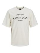 JACK & JONES Bluser & t-shirts 'Ocean Club'  creme / sort