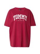 Tommy Jeans Oversized bluse 'VARSITY'  brandrød / hvid
