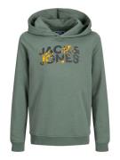 Jack & Jones Junior Sweatshirt 'JJSTYD'  gul / mørkegrøn / sort